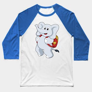 Elephant with Backpack Baseball T-Shirt